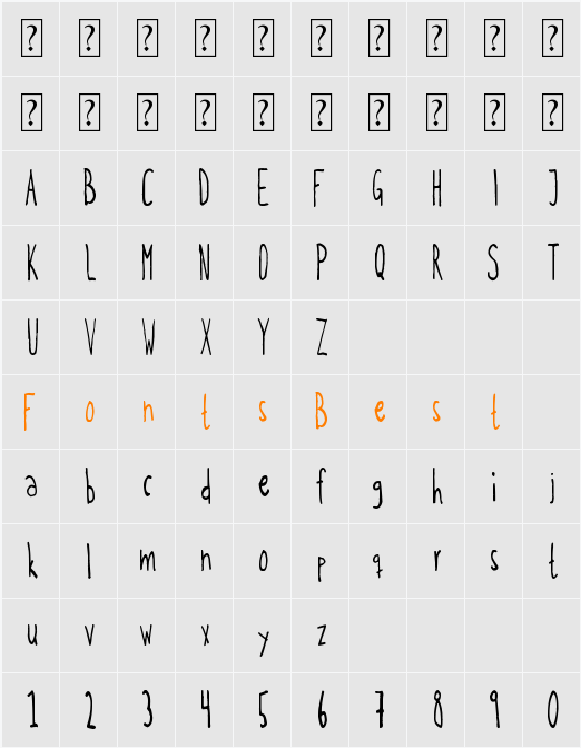 Kohicle25 Character Map