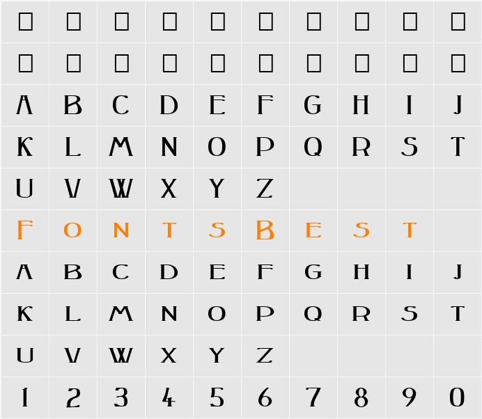 Peake-Squat Character Map