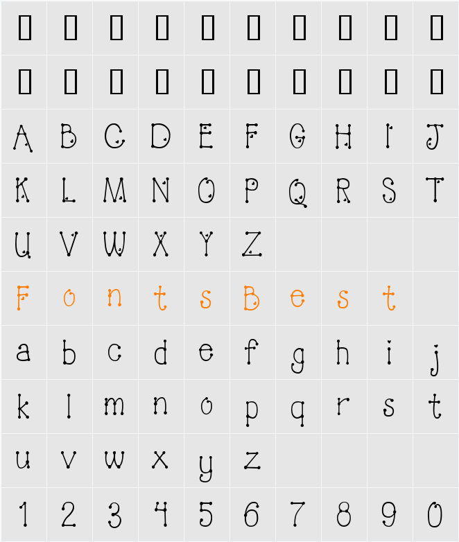 PeggyFont Character Map