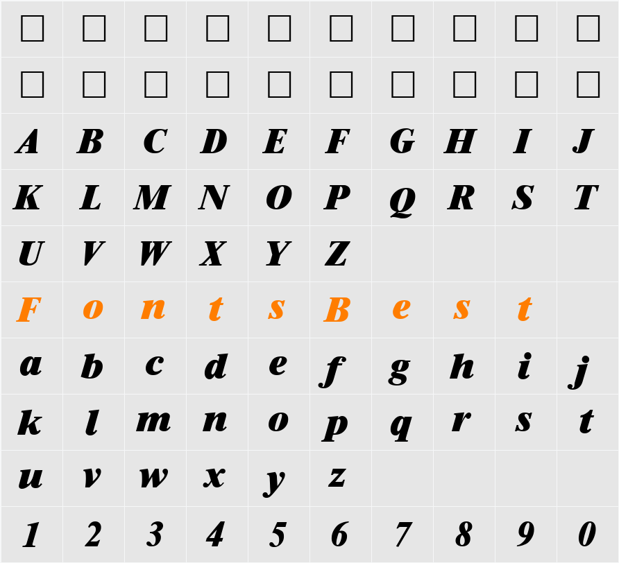 Riccione-ExtraBoldIta Character Map