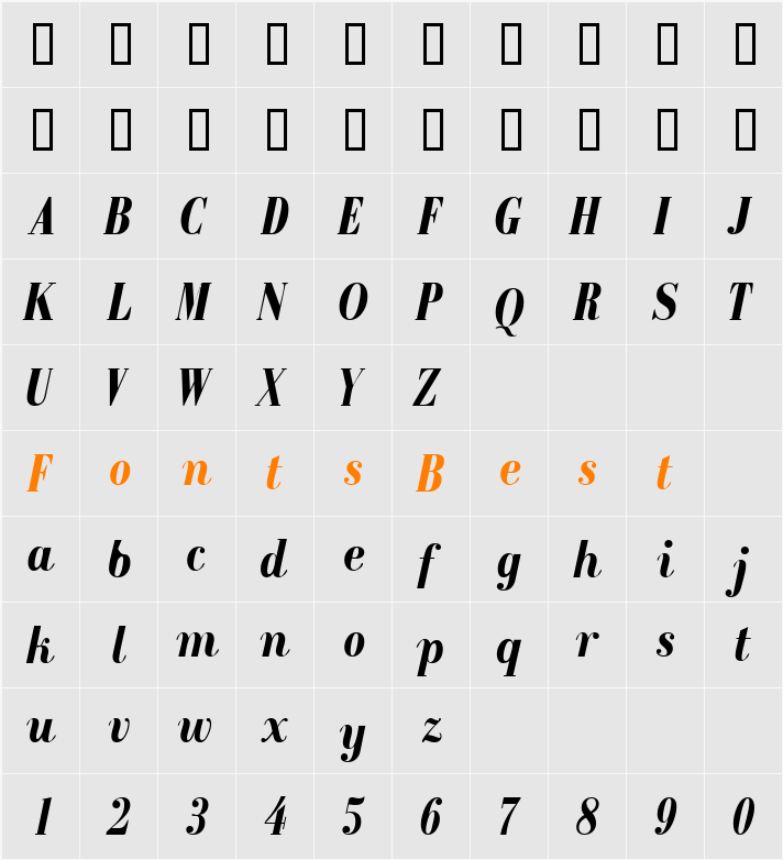 RecitalSSK Character Map