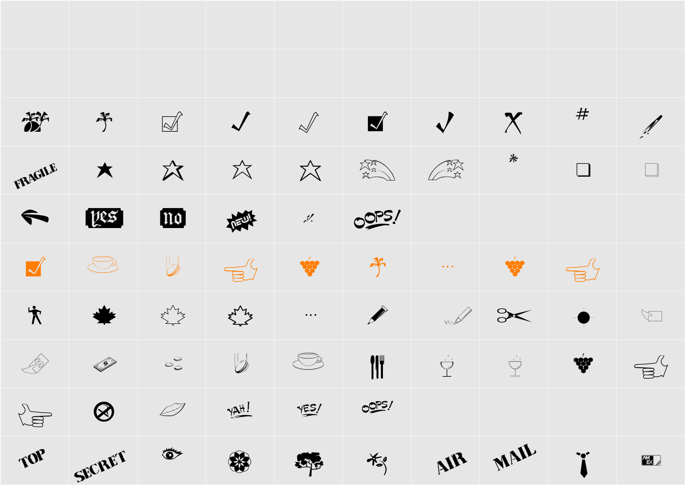 Dingbat3 Character Map