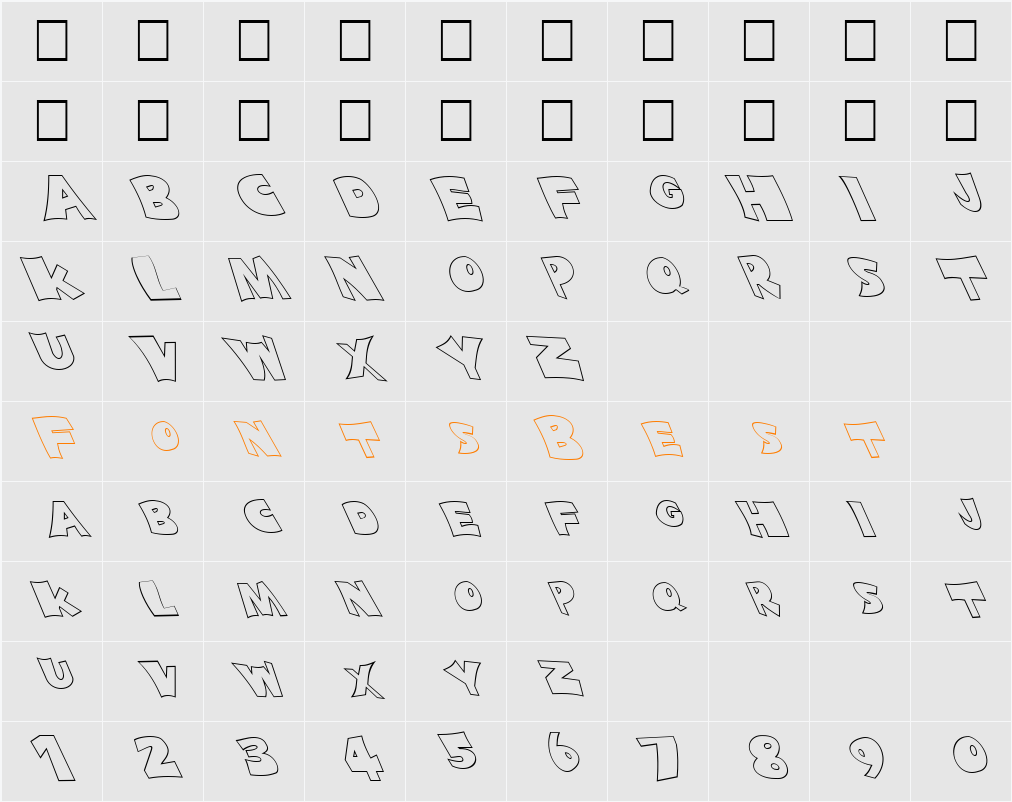 FZ JAZZY 10 HOLLOW LEFTY Character Map