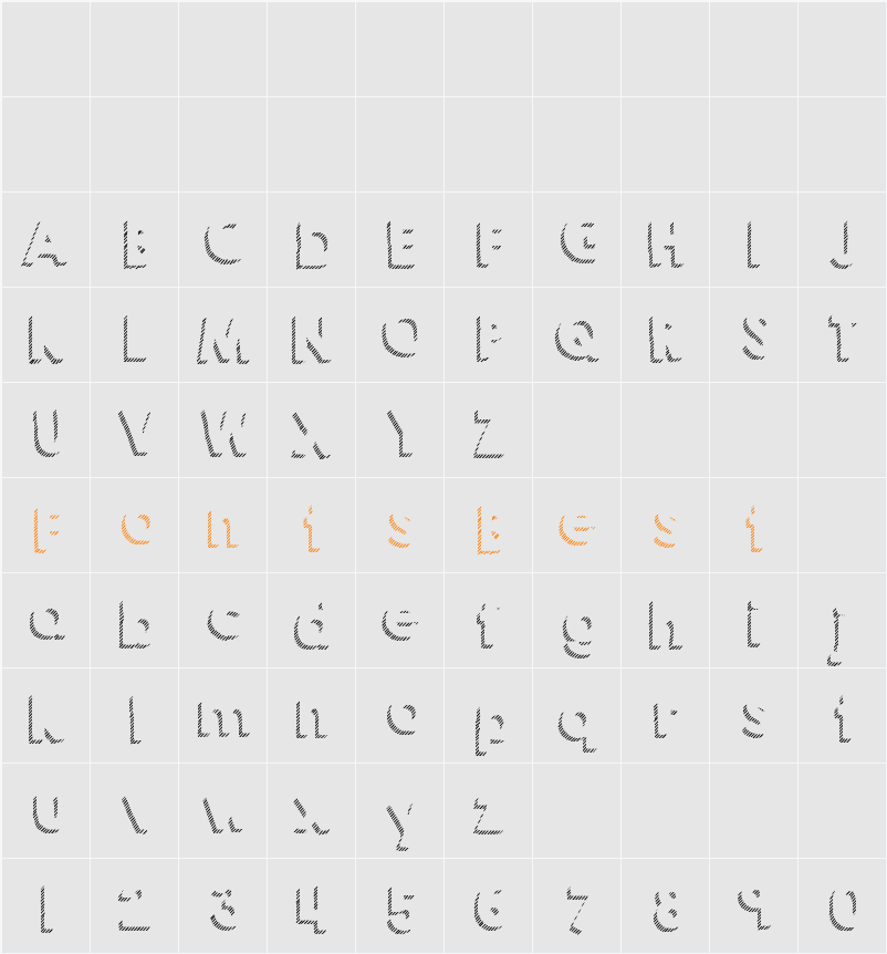 KG HAPPY Shadows Character Map