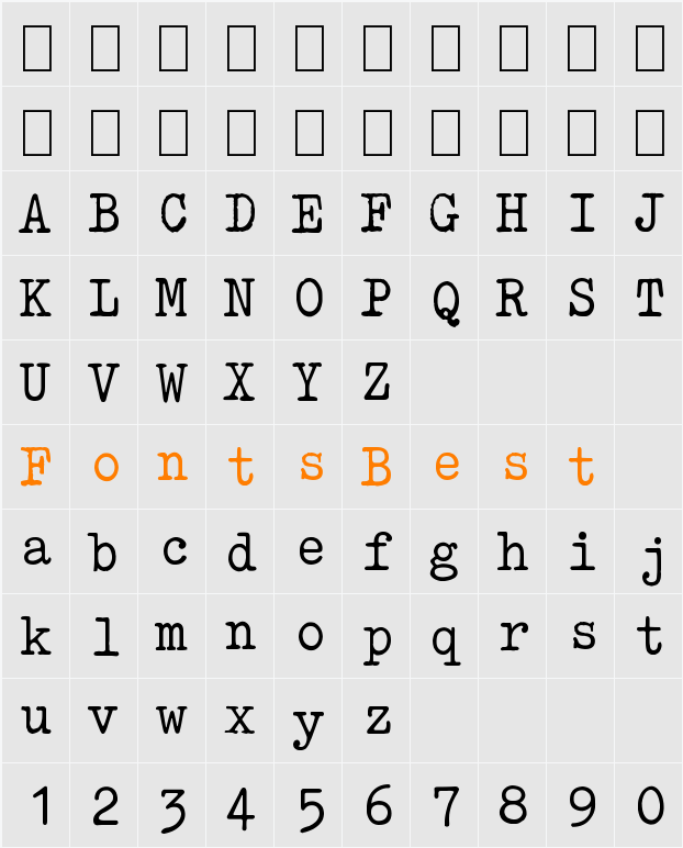 am_type1 Character Map