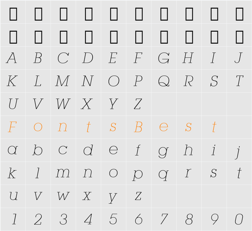 LubalGraph XLt BT Character Map