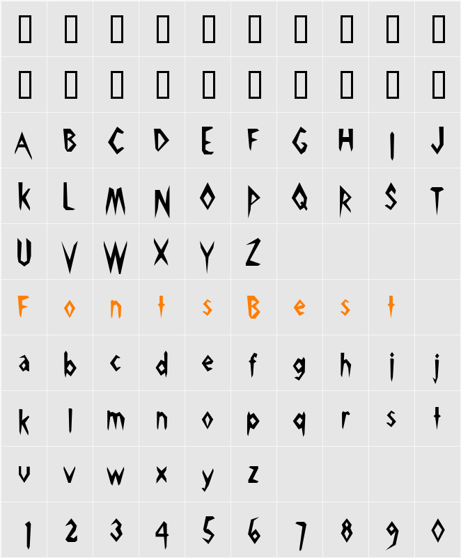 Pick Ax Character Map