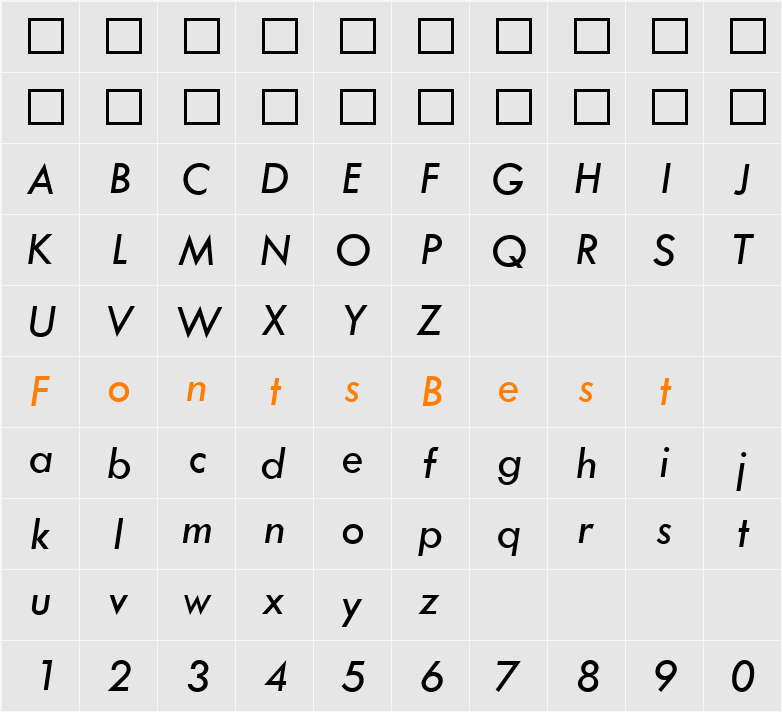Tw Cen MT Character Map