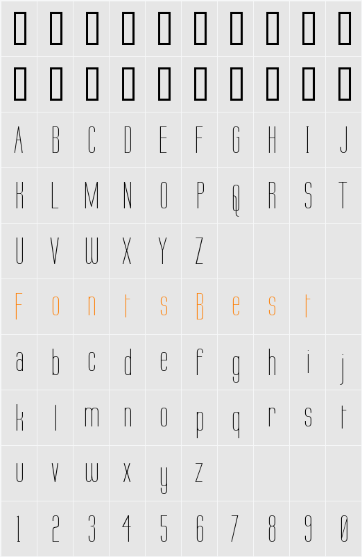 Labtop Thin Character Map