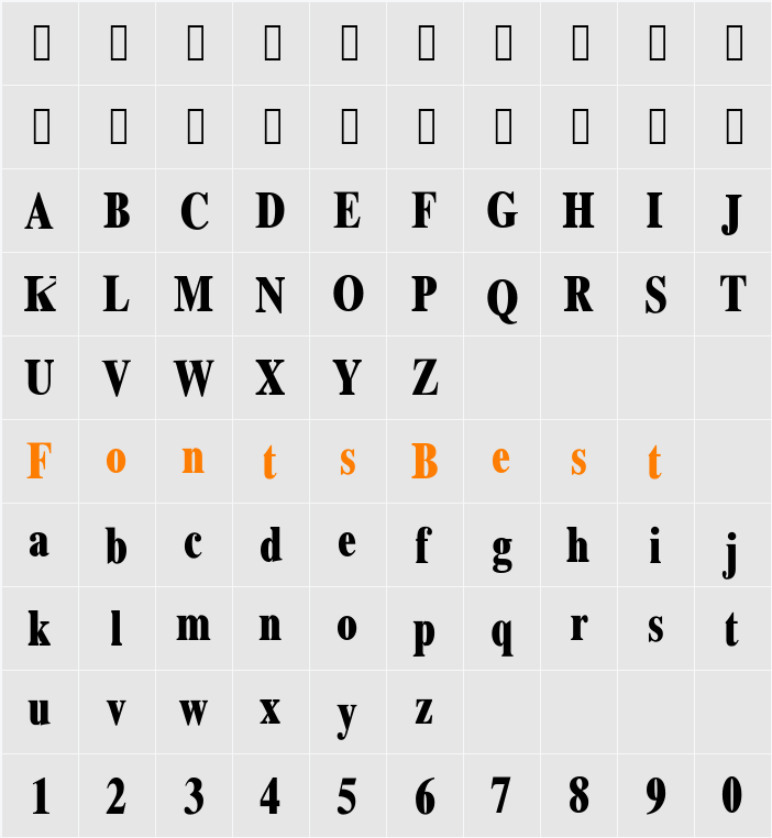 Xerox Serif Narrow Character Map