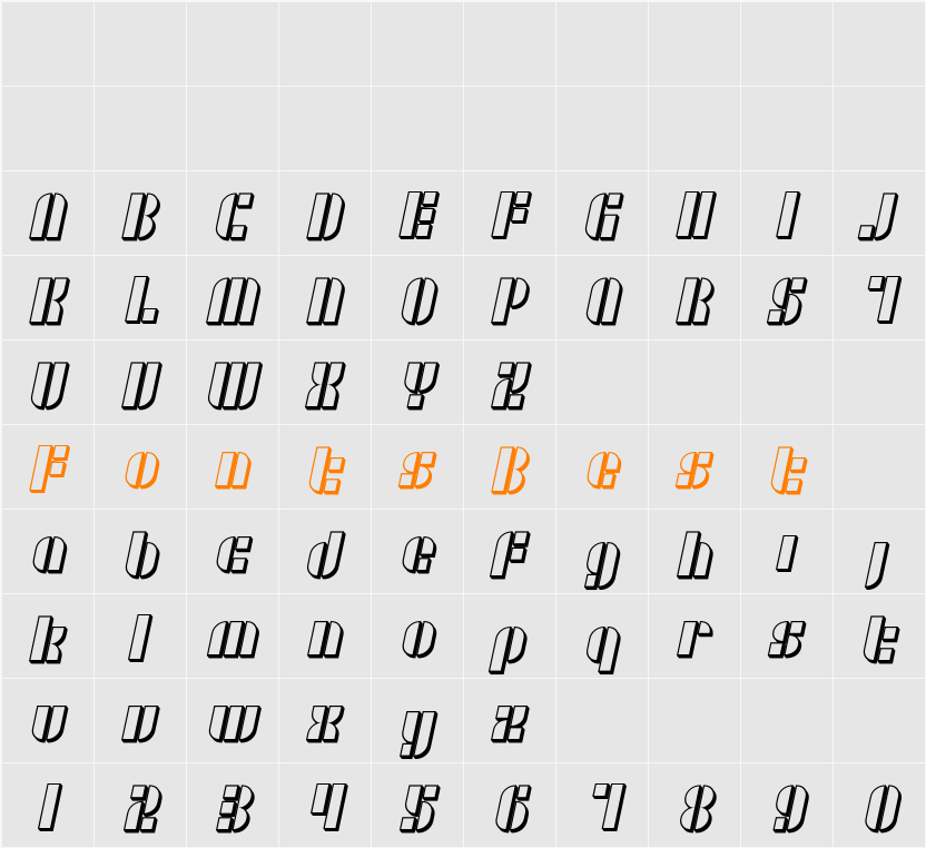 SF RetroSplice Shaded Character Map