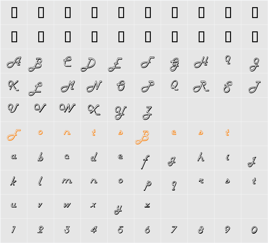UTurnOutlineSSK Character Map