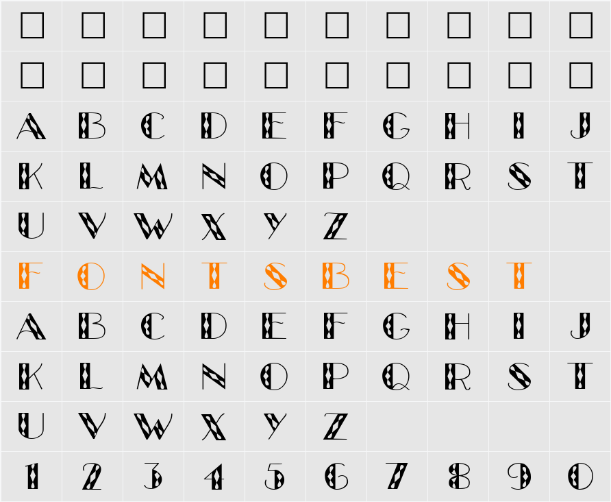 GlitzyJewel Character Map