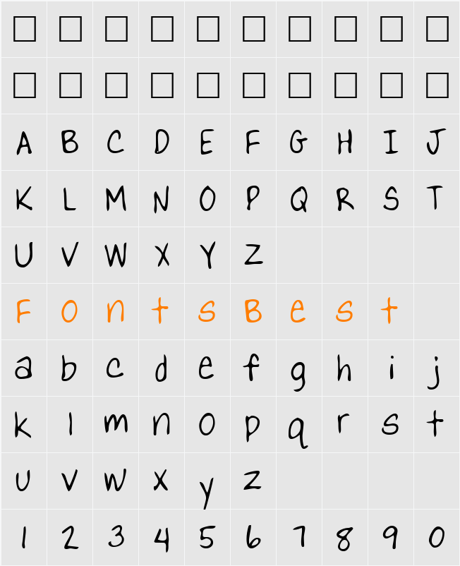 YanksHand Character Map
