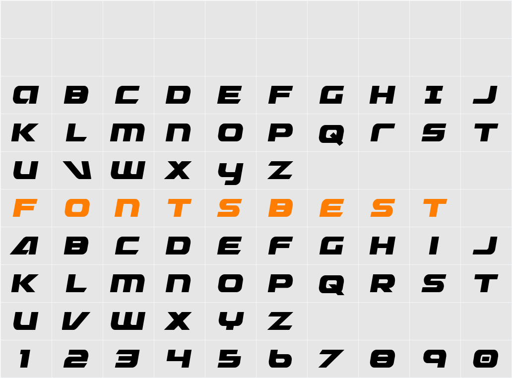 Graymalkin Compact Condensed Character Map