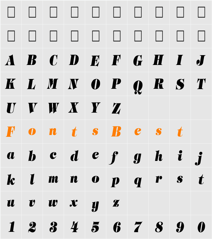 Timpani_Heavy-Italic Cn Character Map