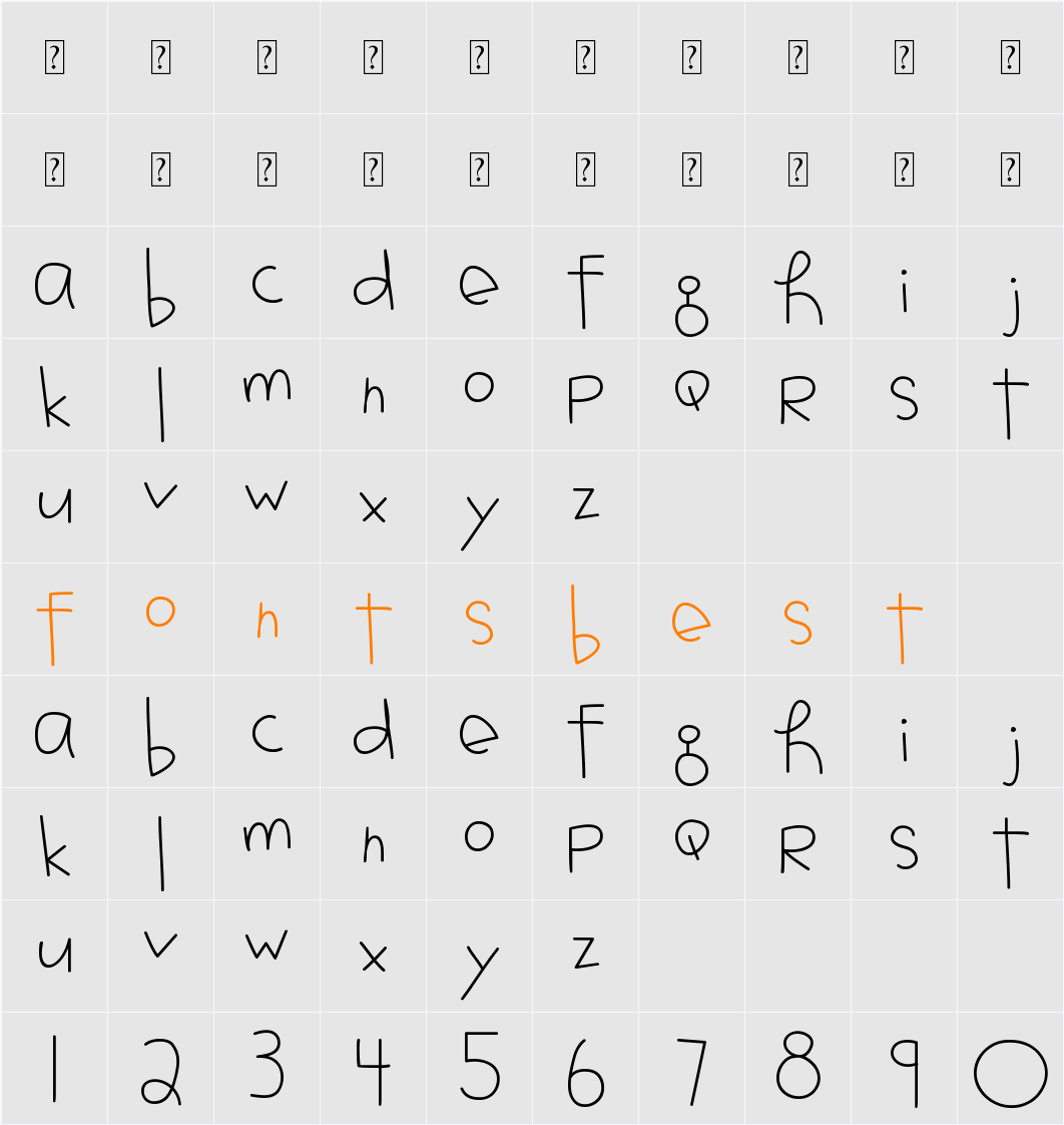 MTF Jotted Character Map