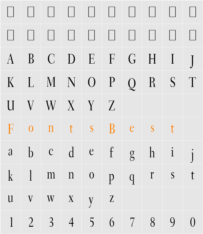Transit-Condensed Character Map