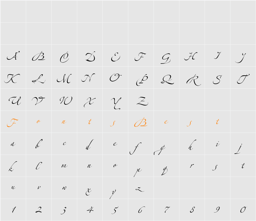 LTZapfino Three Character Map