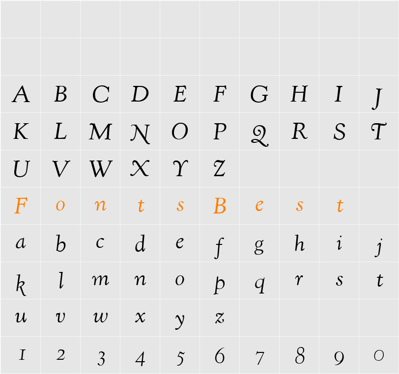 KennerlyH-Italic Character Map