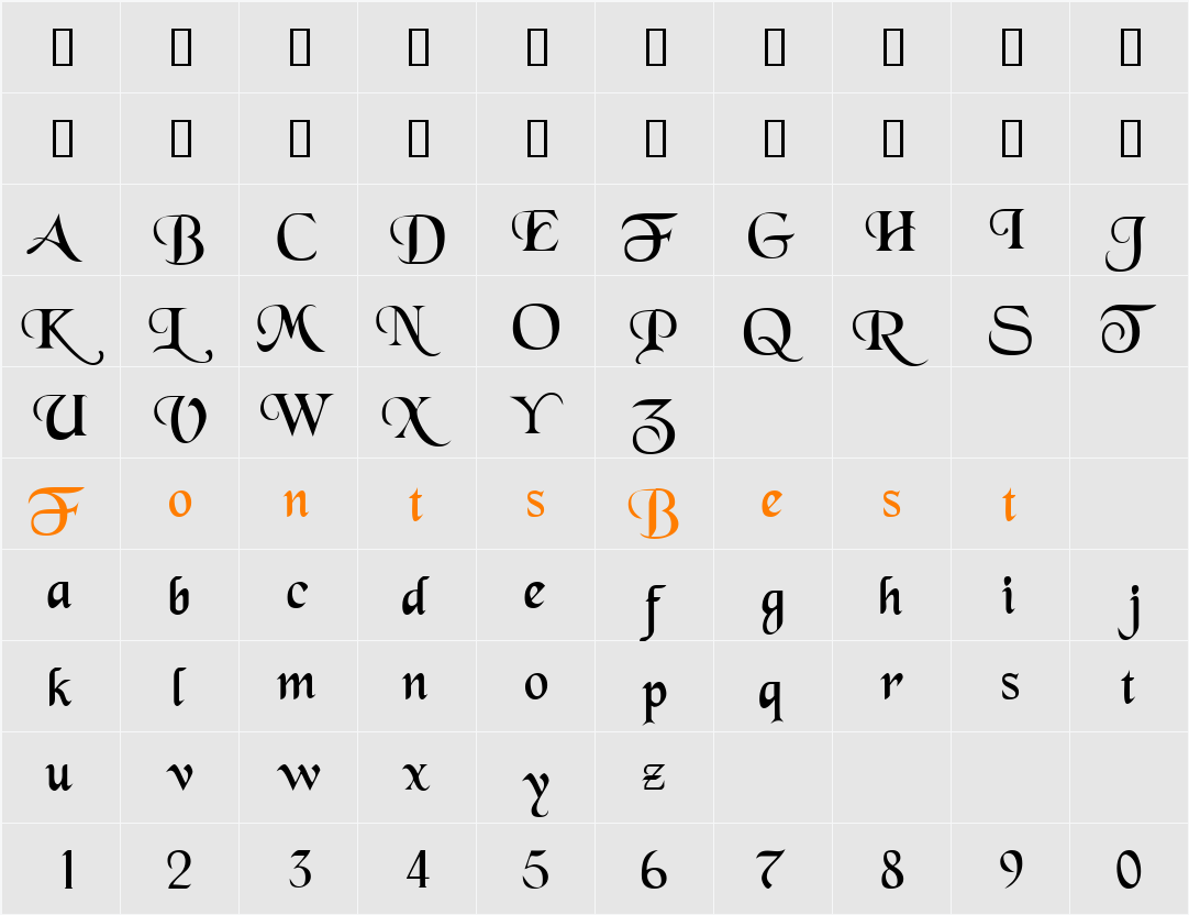 DickensScriptSSK Character Map