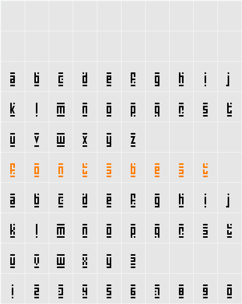 Super Skinny Pixel Bricks Character Map
