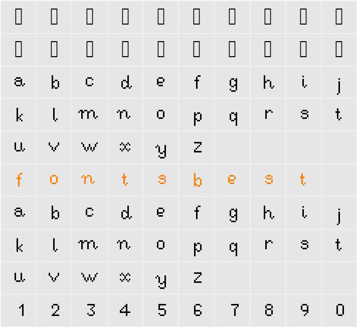 RSEHandwritingPi Character Map