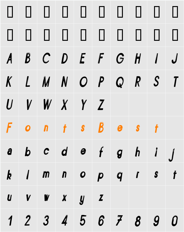 Bitume Character Map