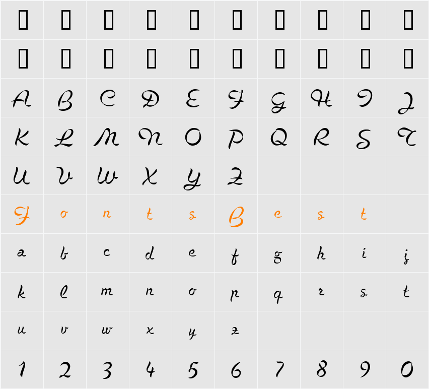 Serenade Character Map