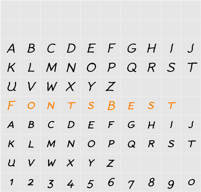 Rattlescript-RegularObliqueCaps Character Map