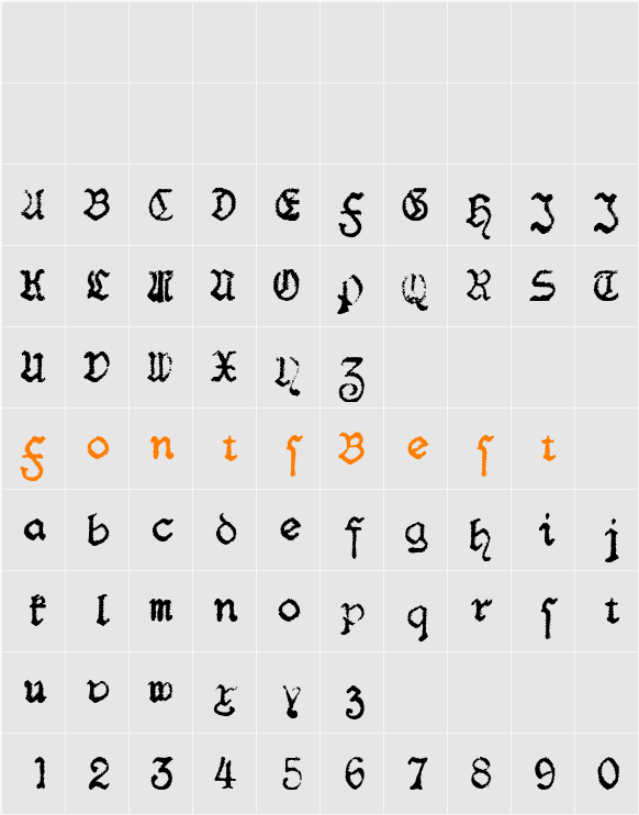 F25 BlackletterTypewriter Character Map