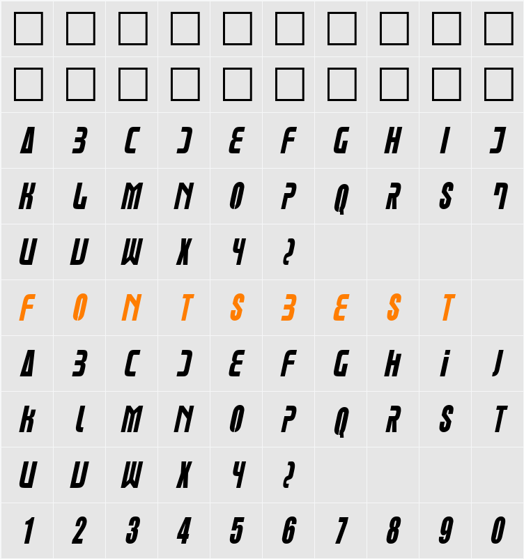Glue Klinging Klan Thin Italic Character Map