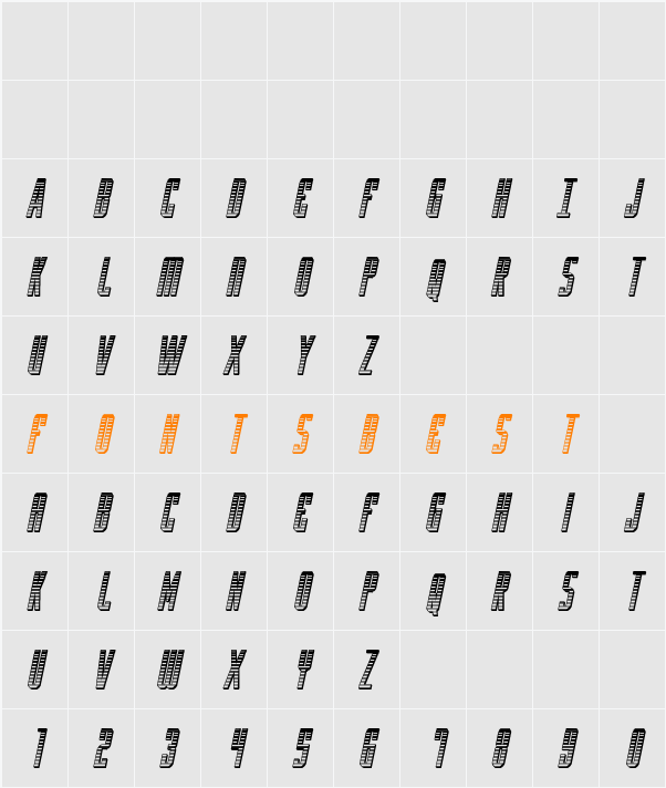 Y-Files Chrome Italic Character Map