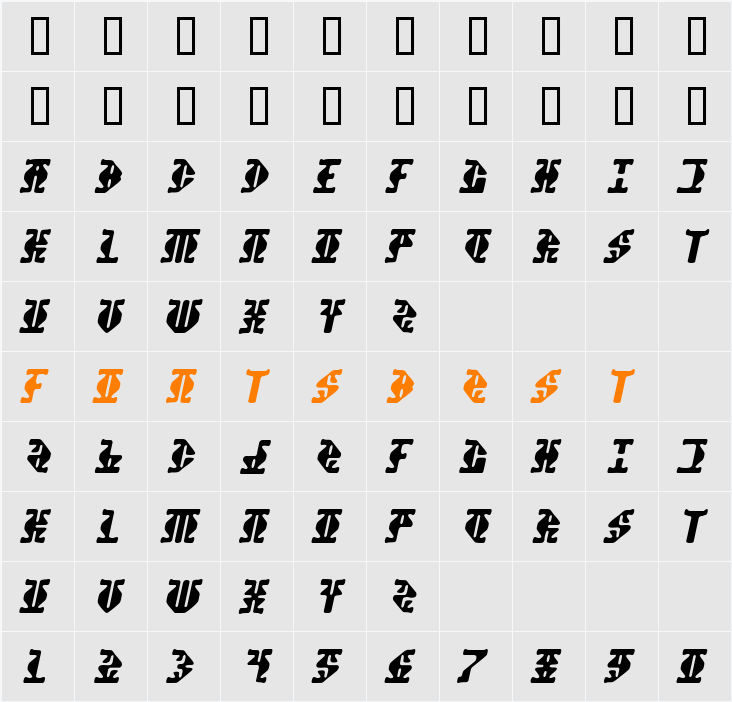Stupefaction Character Map