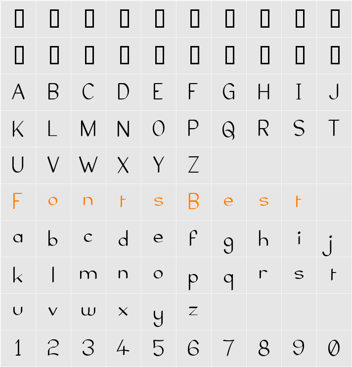 Elfar Normal G98 Character Map