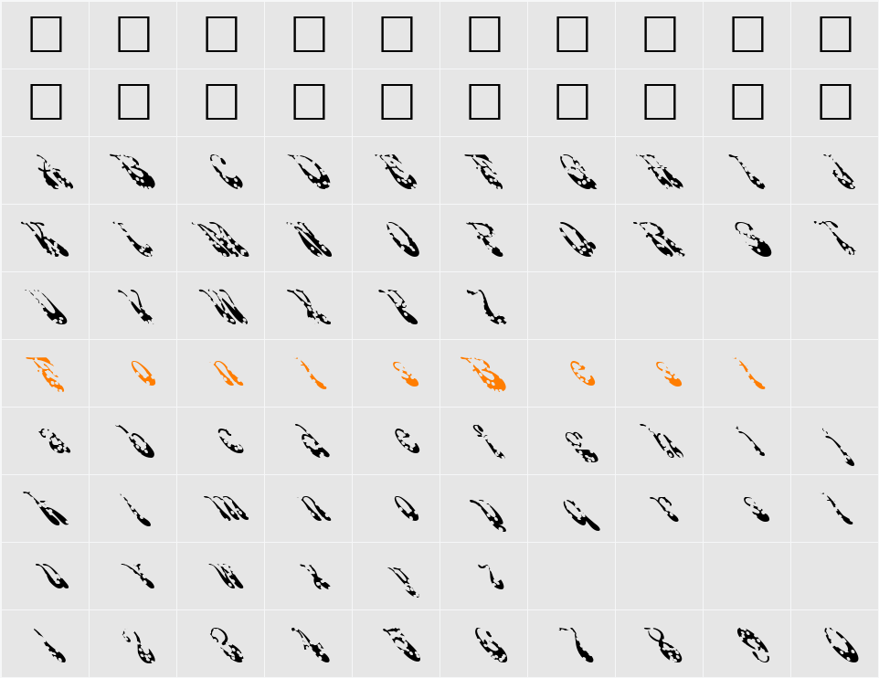 FZ JAZZY 17 HOLEY LEFTY Character Map