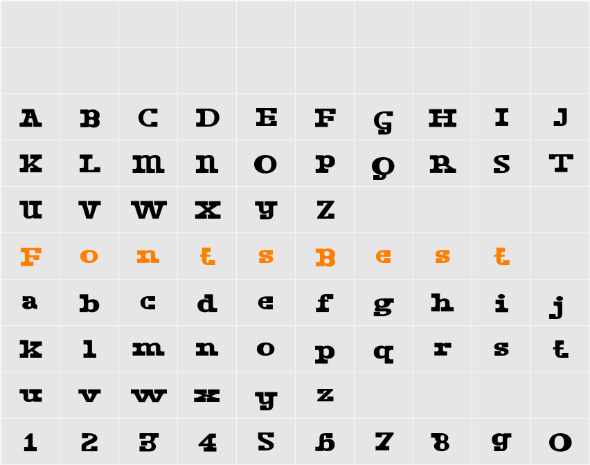 DustPiece Character Map