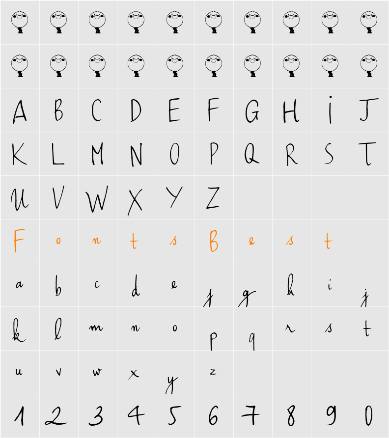 Haikus Script ver.06 Character Map
