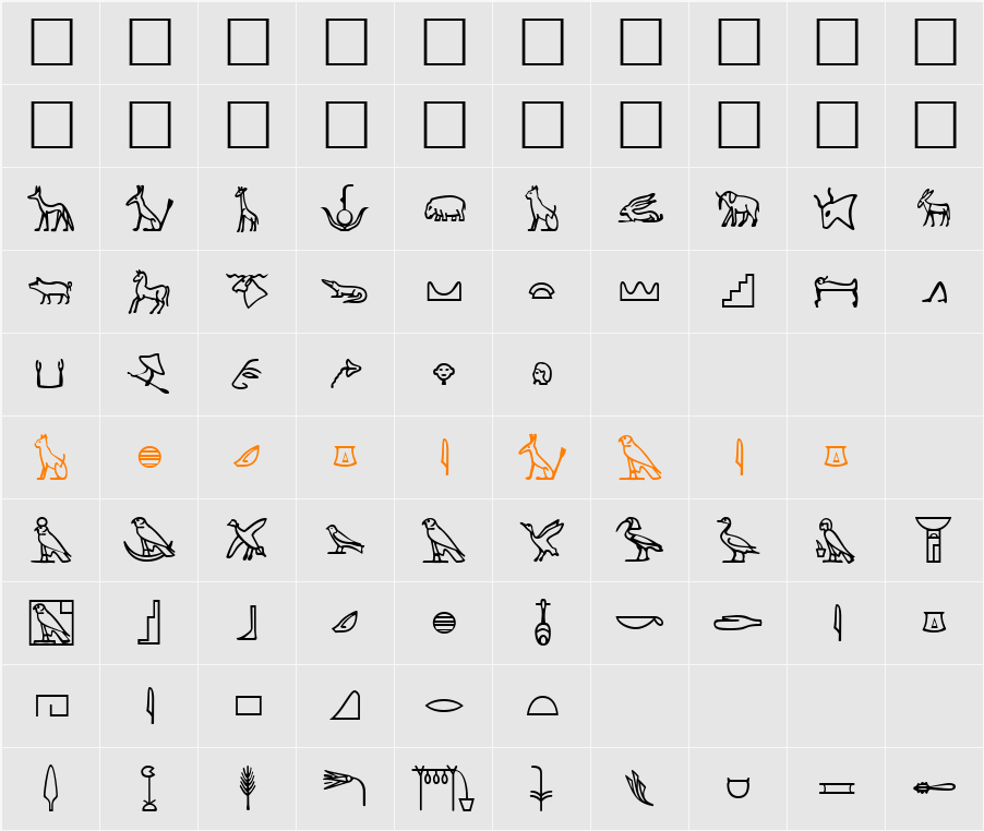 KingTut-Too Character Map