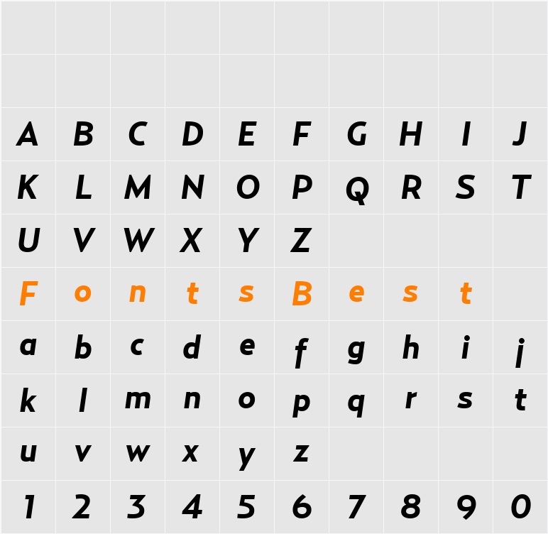 Relay-BoldItalic Character Map