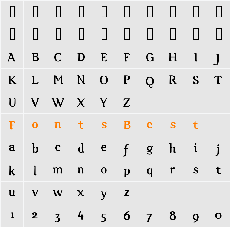 GopalRegular Character Map
