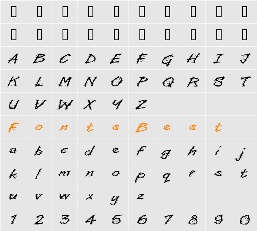 WoodcutExtended Character Map