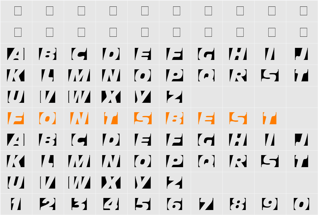 Obliquo Character Map