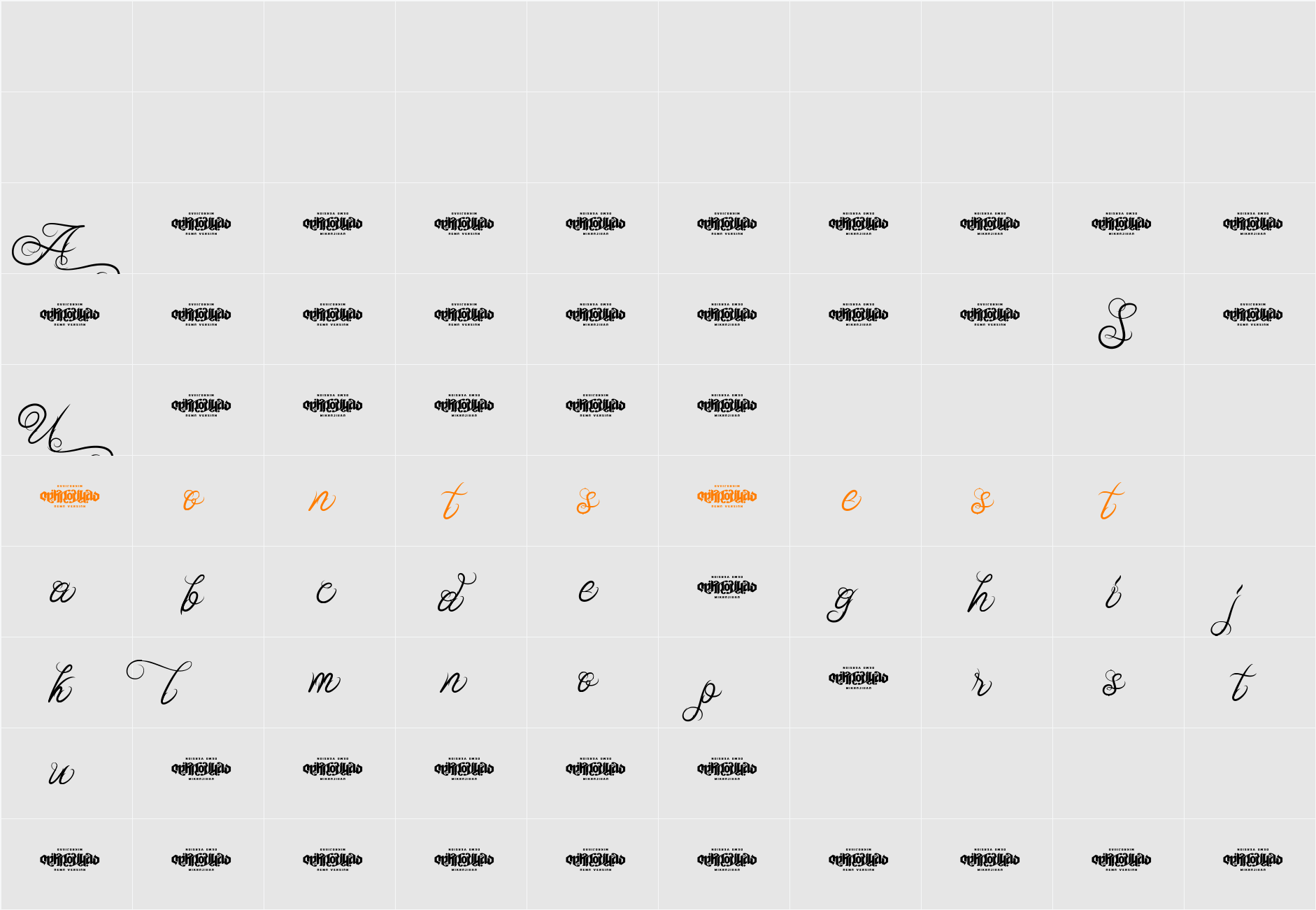 Unblessed Script Character Map