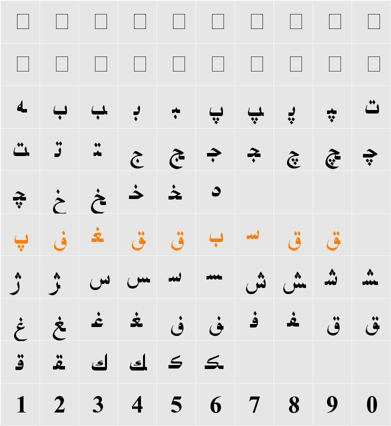 Hiyal Asliya2 Character Map