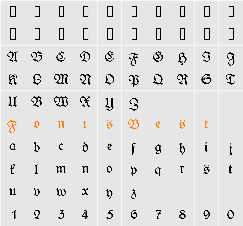 WieynkFraktur Character Map