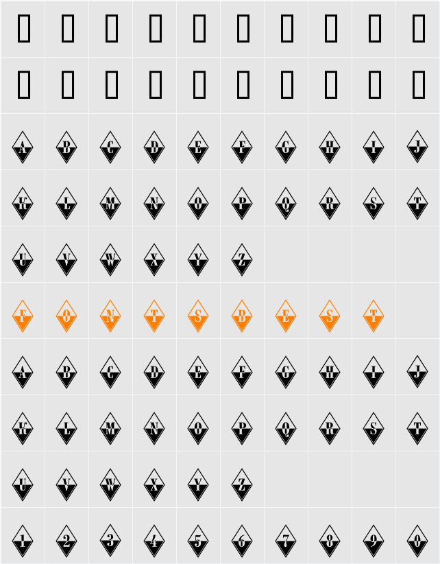 a_RombyB&W Character Map