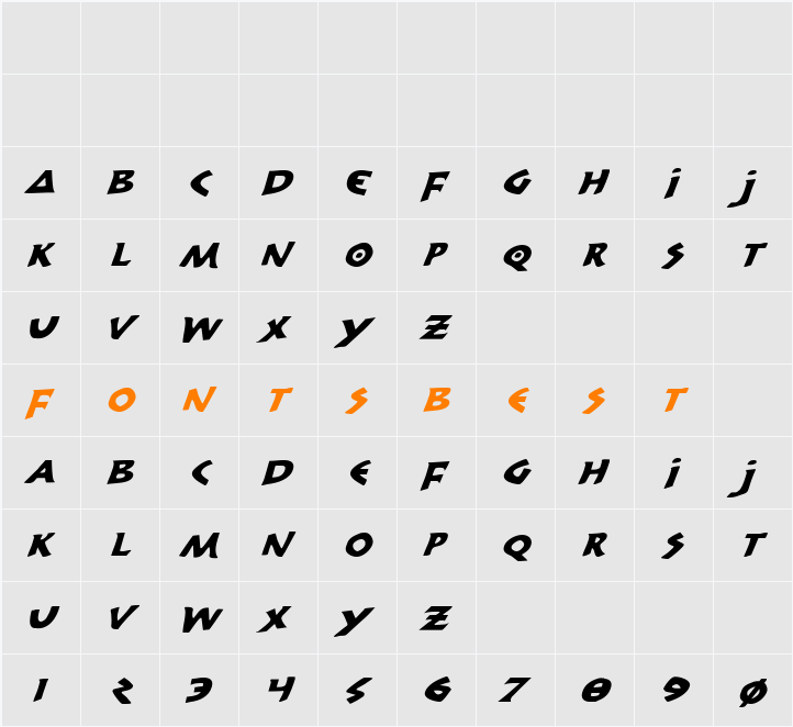 300 Trojans Expanded Italic Character Map