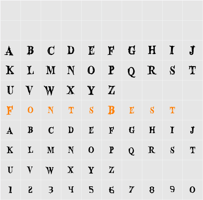 Blood Crow Condensed Character Map