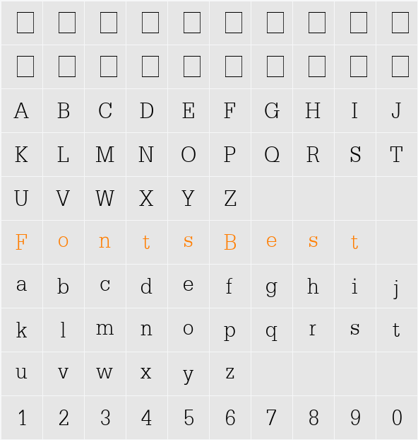 DilleniaUPC Character Map